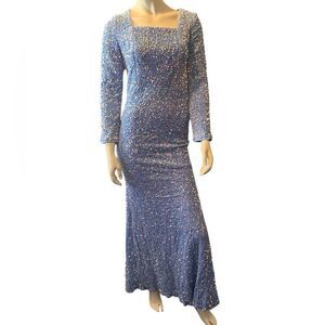 Toleen Long Sleeve Sequin Dress Blue Medium NWT